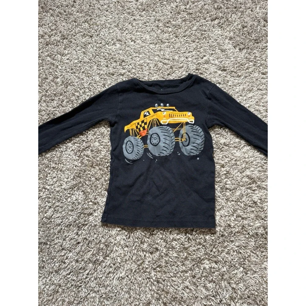 Carters Just One You Boys 5T Monster Truck Pajama Top Black Long Sleeve